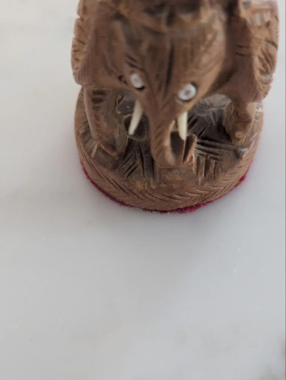 Hand-Carved Wooden Elephant Accent - Brown